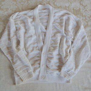 Vintage Adam Sloane White Cotton Grandpa Academia Cardigan Sweater M